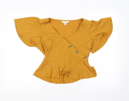 Additional front view of Miss Selfridge women’s orange basic blouse, size UK 10