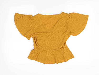 Back view of Miss Selfridge women’s orange basic blouse, size UK 10