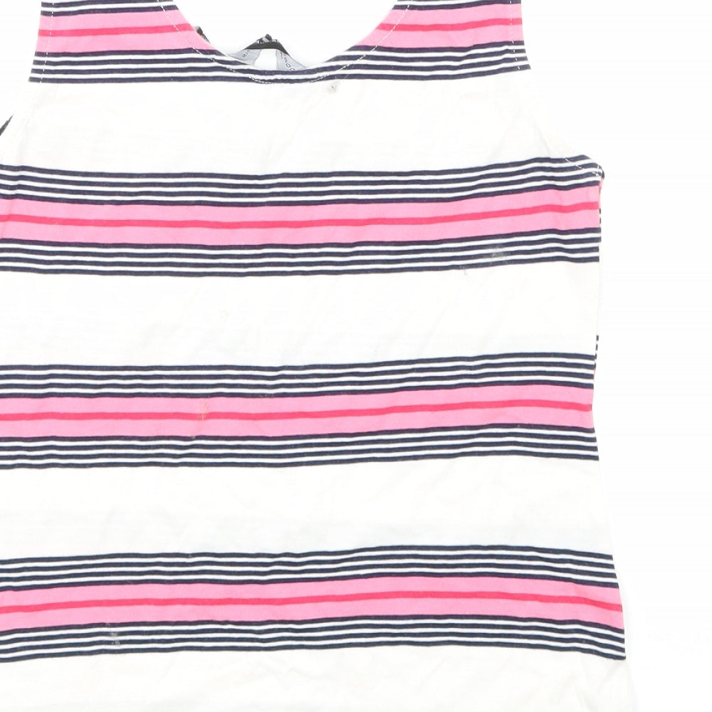 Dorothy Perkins Womens White Striped  Basic T-Shirt Size 8