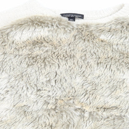 Close-up detail of Topshop women’s beige jumper, size UK 8