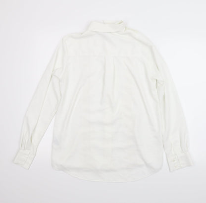Back view of H&M women’s white basic button-up, size UK 6