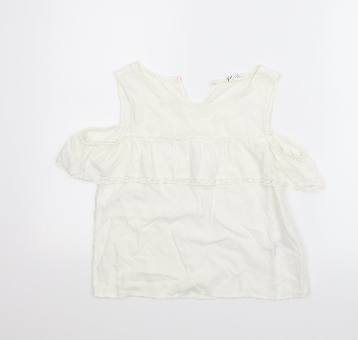 H&M Girls White   Basic Blouse Size 11-12 Years