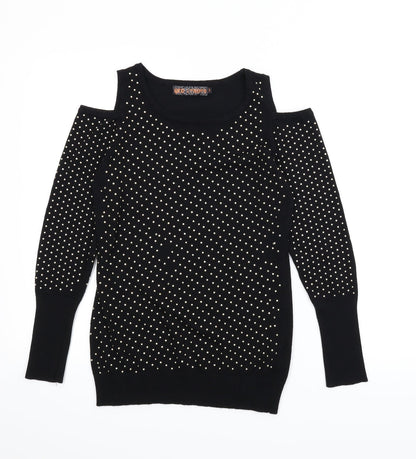 Front view of QED London women’s black jumper, size S
