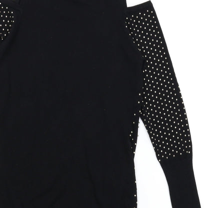 Brand and care label for QED London women’s black jumper, size S