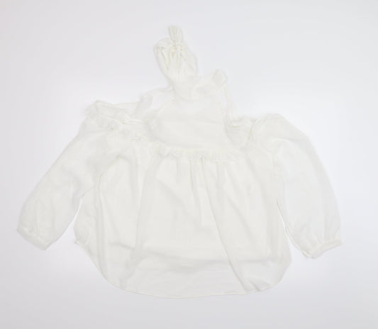 Preworn Womens White   Basic Blouse Size L