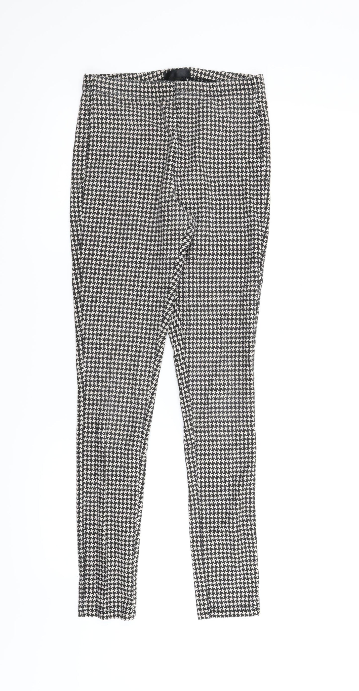 Topshop Womens Black Houndstooth  Carrot Trousers Size 10 L28 in