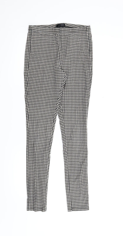 Additional front view of Topshop women’s black houndstooth carrot trousers, size UK 10, 28-inch leg