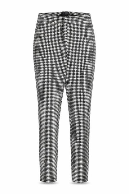 Front view of Topshop women’s black houndstooth carrot trousers, size UK 10, 28-inch leg