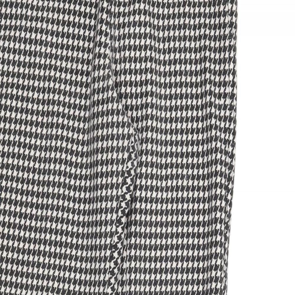 Topshop Womens Black Houndstooth  Carrot Trousers Size 10 L28 in