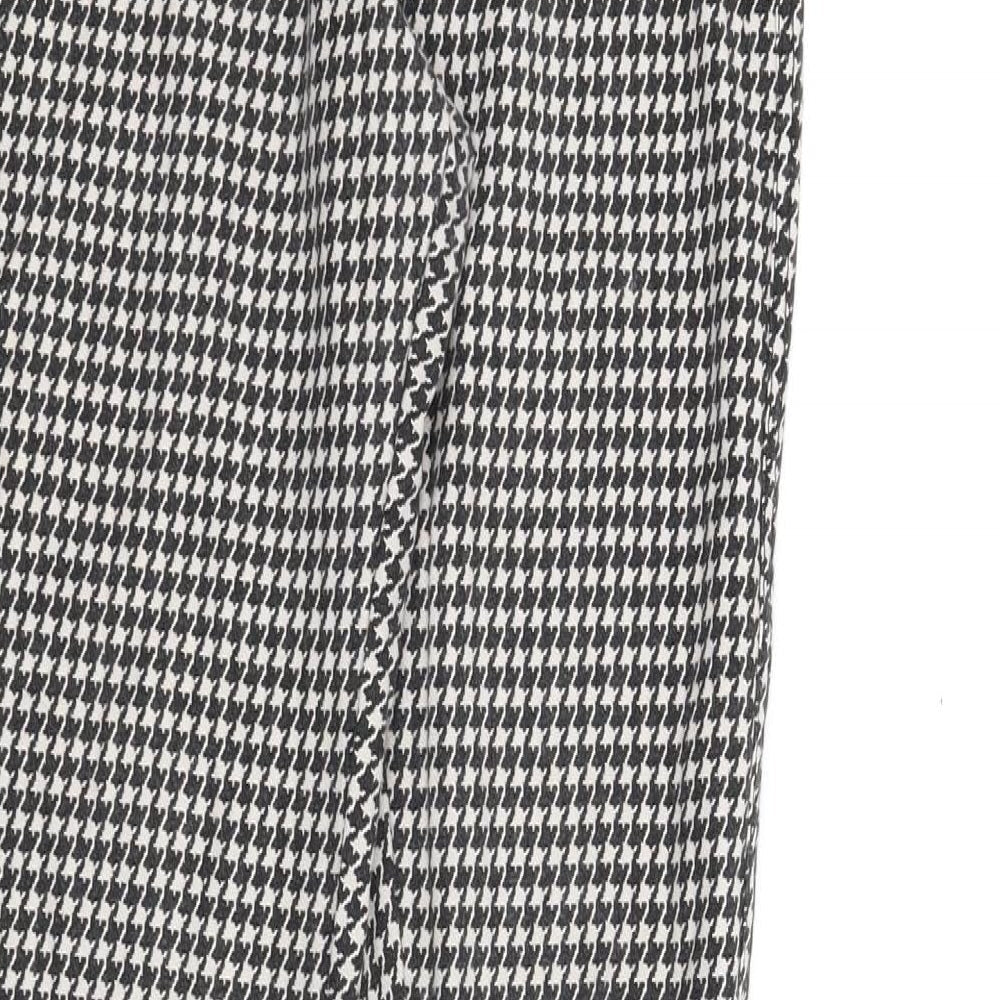 Topshop Womens Black Houndstooth  Carrot Trousers Size 10 L28 in