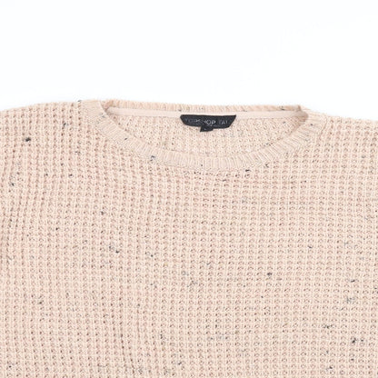 Close-up detail of Topshop women’s pink jumper, size UK 14