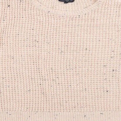 Brand and care label for Topshop women’s pink jumper, size UK 14