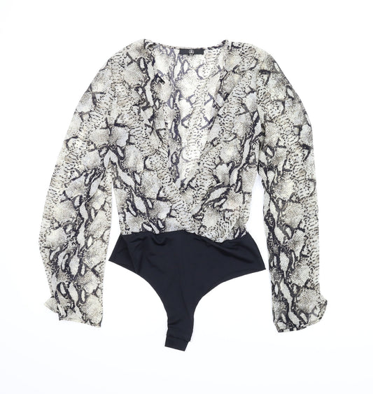 Misguided Womens Beige Animal Print  Leotard One-Piece Size 10