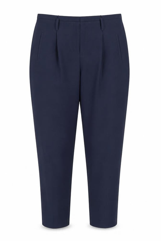 Front view of Atmosphere women’s blue carrot trousers, size UK 14, 26-inch leg