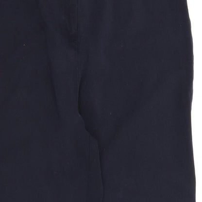 Close-up detail of Briggs women’s blue carpenter trousers, size UK 14, 27-inch leg