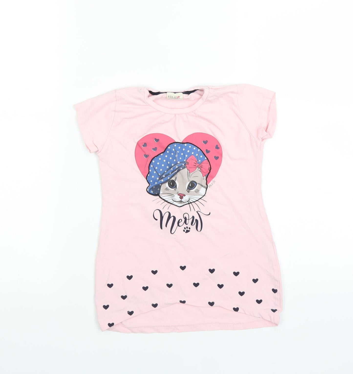 FILE Womens Pink   Basic T-Shirt Size 8  - MEOW
