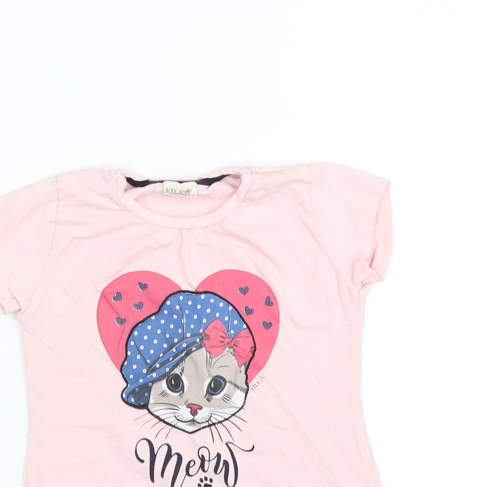 FILE Womens Pink   Basic T-Shirt Size 8  - MEOW