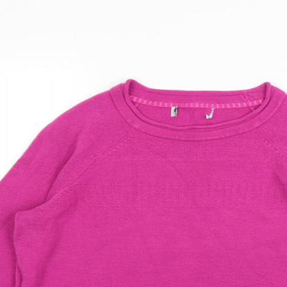 Close-up detail of Marks & Spencer women’s purple jumper, size UK 14