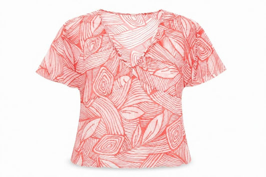 H&M Womens Red Geometric  Basic Blouse Size 18  - sheer
