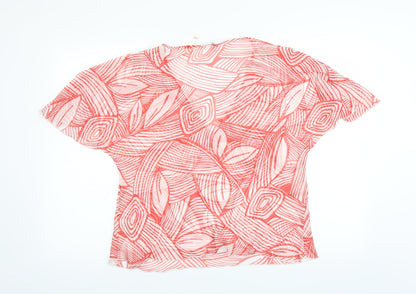 Back view of H&M women’s red geometric basic blouse, size UK 18, - sheer