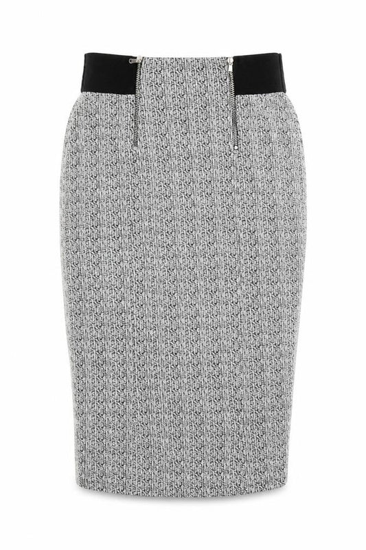 Front view of F&F women’s grey straight & pencil skirt, size UK 6