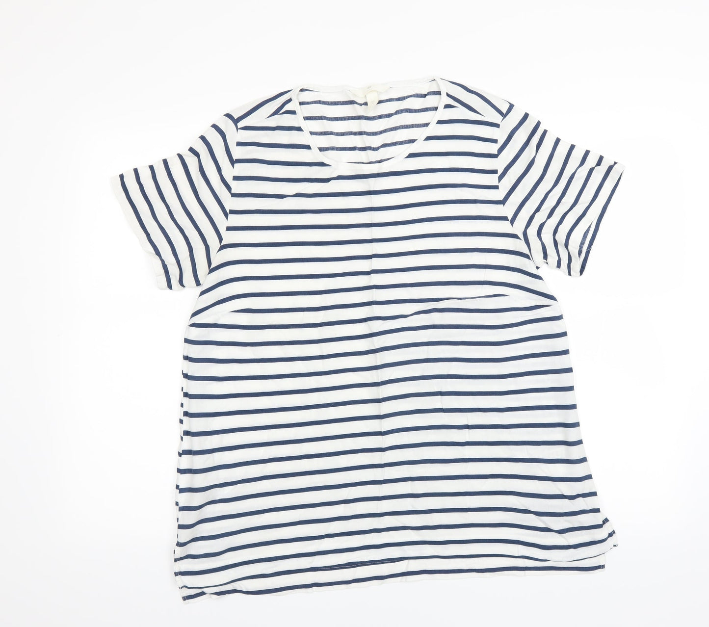 H&M Womens Blue Striped  Basic Blouse Size 14
