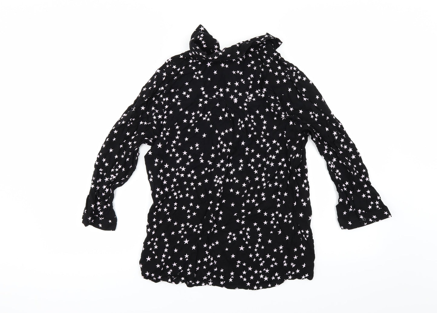 Papaya Womens Black Geometric  Basic Button-Up Size 10