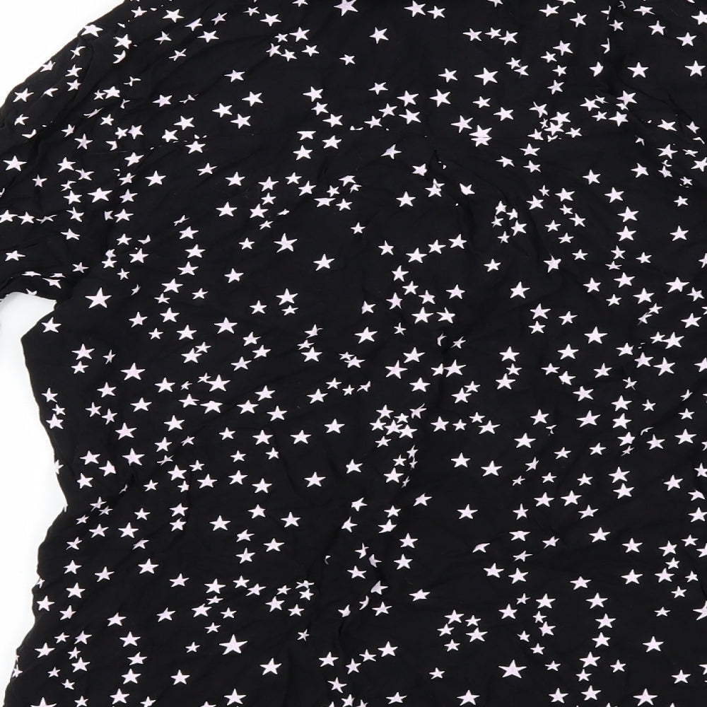 Papaya Womens Black Geometric  Basic Button-Up Size 10