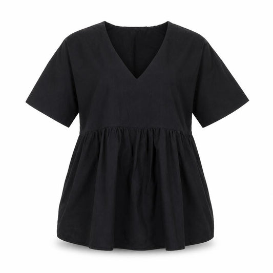 Front view of I SAW IT FIRST women’s black tunic blouse, size UK 6