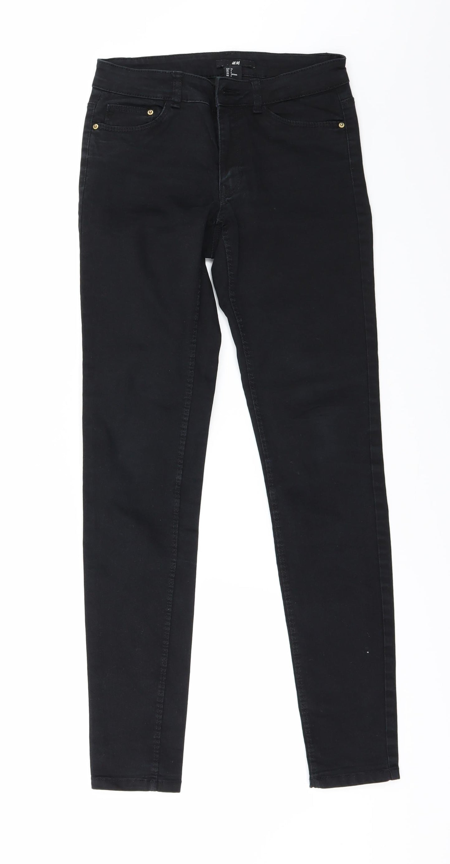 H&M Womens Black  Denim Skinny Jeans Size 6 L29 in