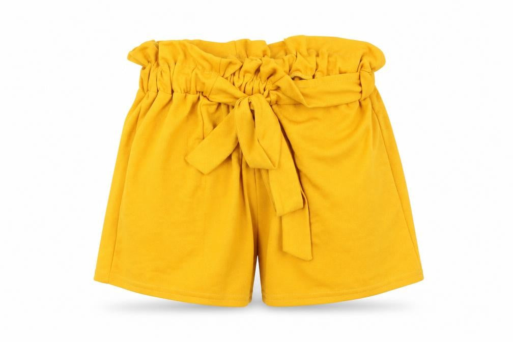 PRETTYLITTLETHING Womens Yellow   Paperbag Shorts Size 6