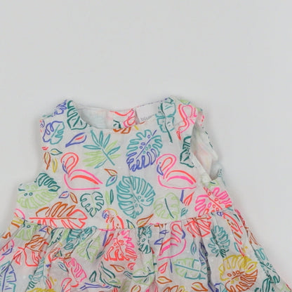 Close-up detail of Bluezoo girls’ white floral skater dress, size 3-6, months