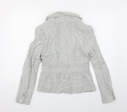 Back view of Atmosphere women’s blue striped jacket blazer, size UK 10