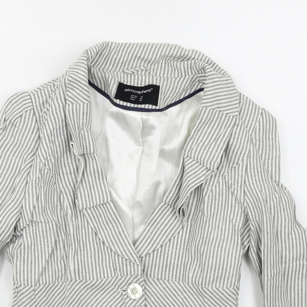 Atmosphere Womens Blue Striped  Jacket Blazer Size 10