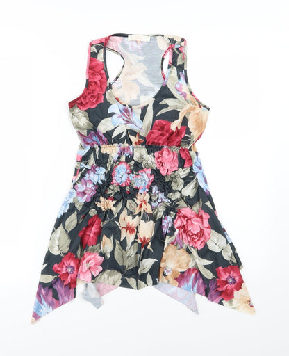 Additional front view of Miso women’s multicoloured floral jersey basic blouse, size UK 10