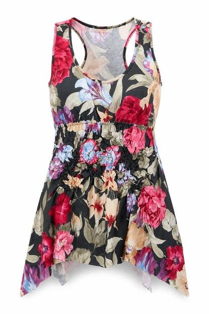 Front view of Miso women’s multicoloured floral jersey basic blouse, size UK 10