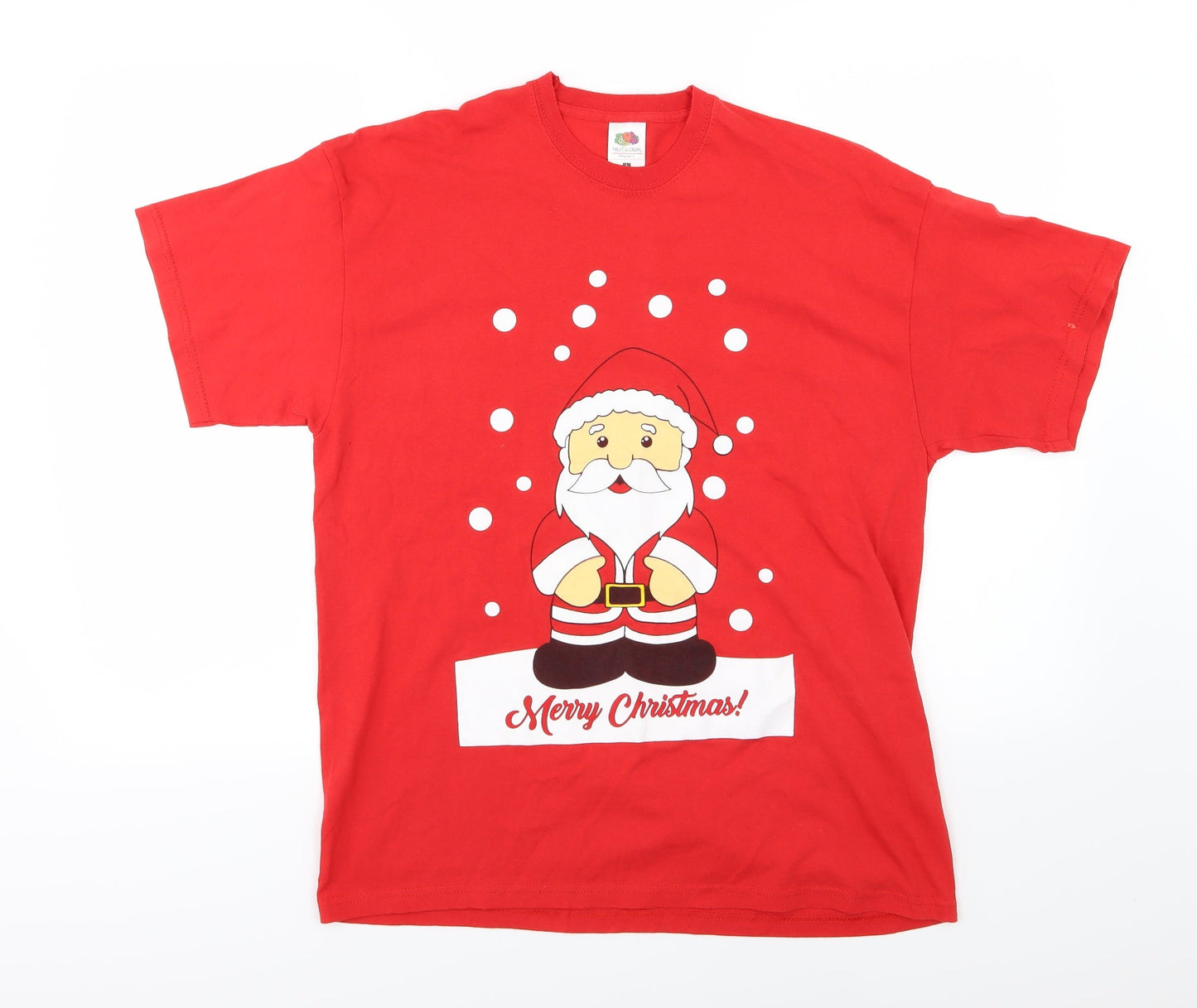 Fruit of the Loom Mens Red  Jersey  T-Shirt Size L  - Santa
