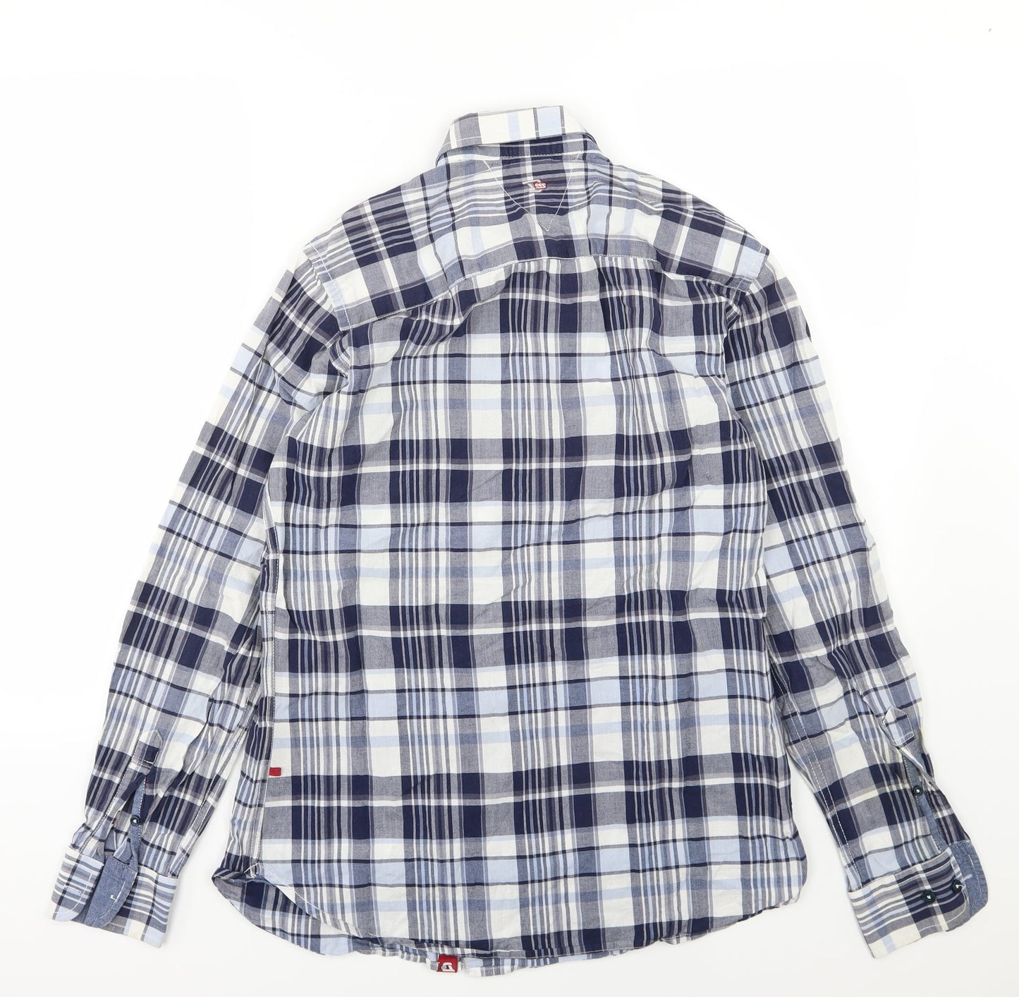 D555 Mens Blue Striped Woven  Button-Up Size M