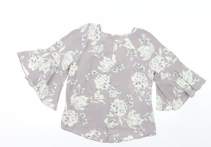 Back view of Atmosphere women’s grey floral chiffon basic blouse, size UK 12