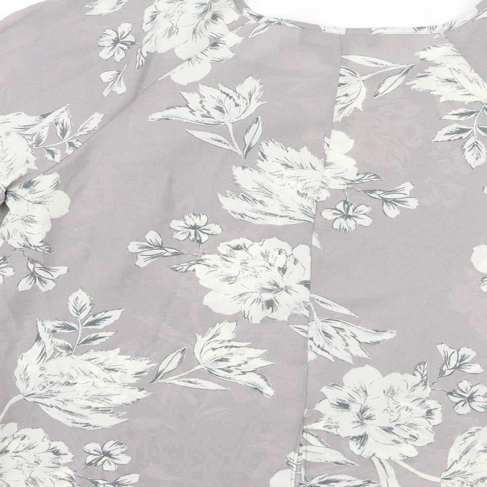 Atmosphere Womens Grey Floral Chiffon Basic Blouse Size 12