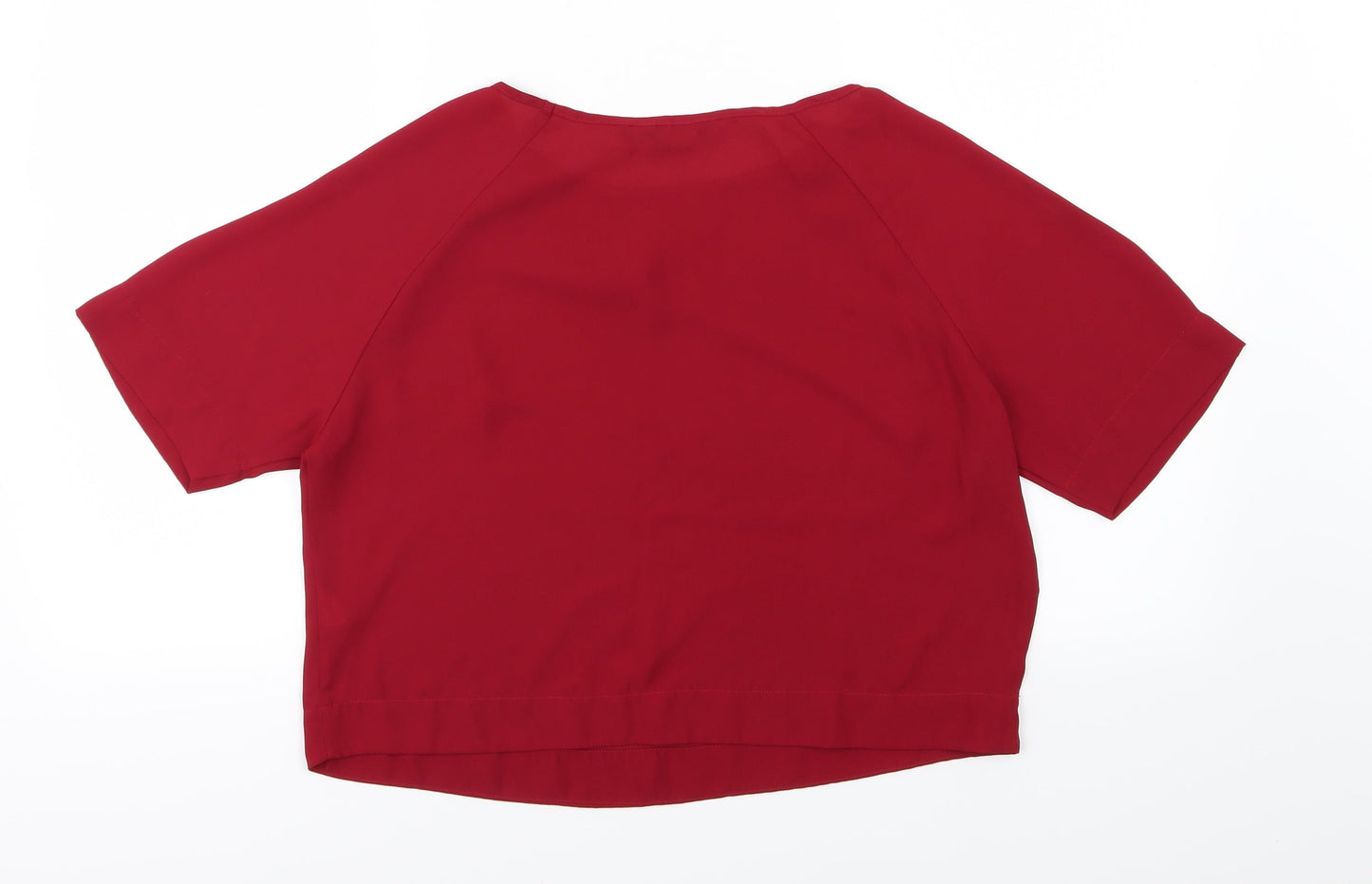 New Look Womens Red  Chiffon Cropped Blouse Size 8  - Burgundy