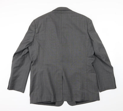 Back view of Next men’s grey striped rayon jacket suit jacket, size 44