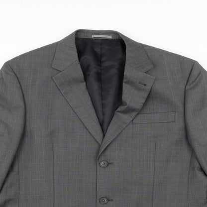 Close-up detail of Next men’s grey striped rayon jacket suit jacket, size 44