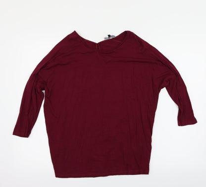 Front view of Warehouse women’s purple basic t-shirt, size UK 8