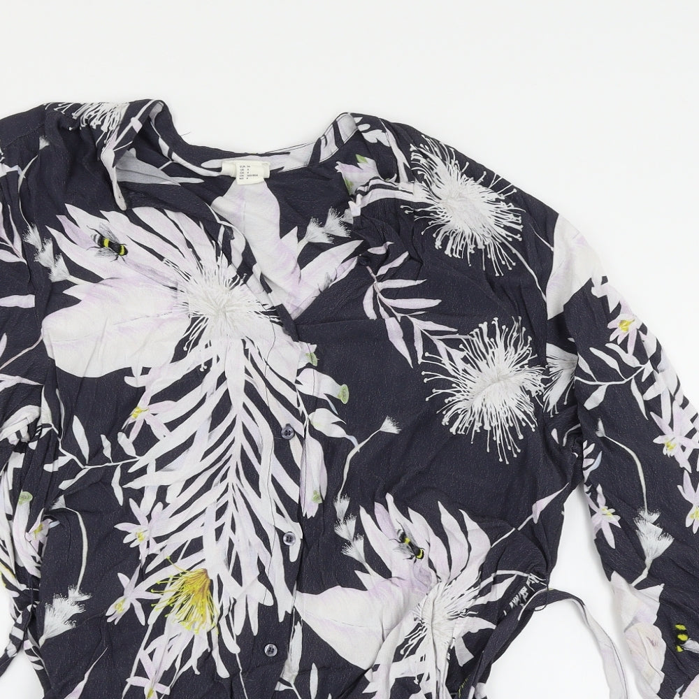 H&M Womens Multicoloured Floral  Basic Button-Up Size 6