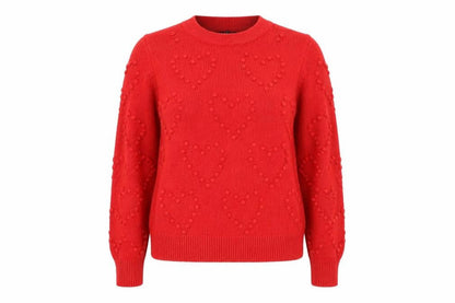 Front view of Dorothy Perkins women’s red polka dot jumper, size UK 12