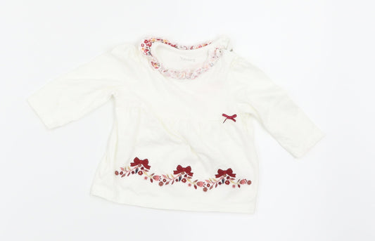 Nutmeg Girls White Floral  Basic T-Shirt Size 3-6 Months