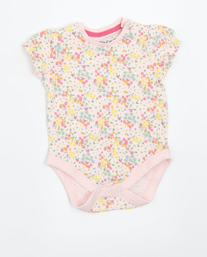 Additional front view of F&F girls’ multicoloured floral babygrow one-piece, size 3-6, months