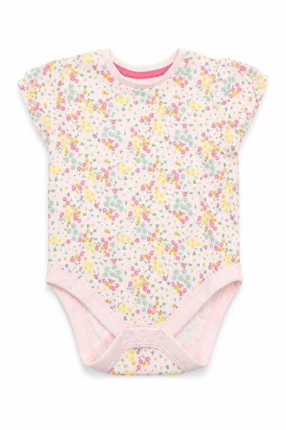 Front view of F&F girls’ multicoloured floral babygrow one-piece, size 3-6, months