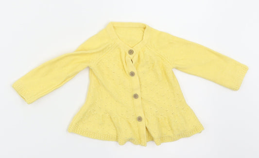 Nutmeg  Girls Yellow Argyle/Diamond  Cardigan Jumper Size 3-6 Months